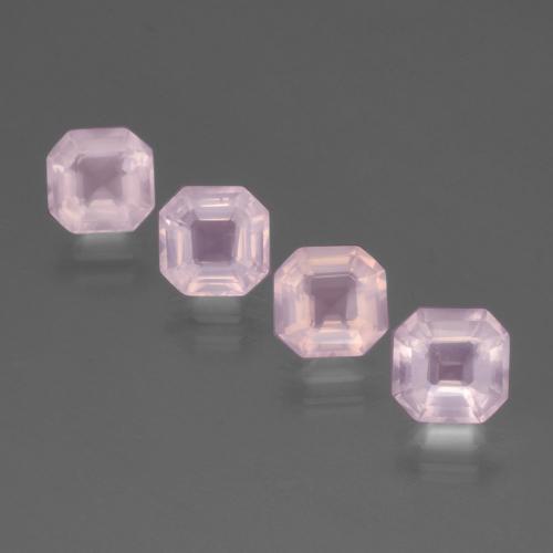 Quarzo rosa naturale rosa da 7,24 ct, taglio smeraldo, trasparente