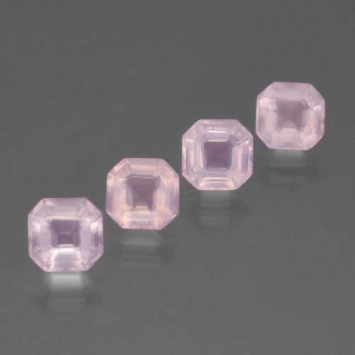 Quarzo rosa naturale rosa da 7,24 ct, taglio smeraldo, trasparente