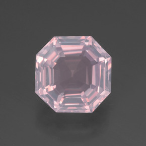 Quarzo rosa Rosa chiaro naturale da 3.18 ct, Taglio smeraldo, Trasparente