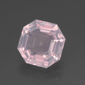 Quarzo rosa Rosa chiaro naturale da 3.18 ct, Taglio smeraldo, Trasparente