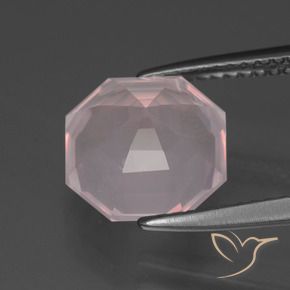 Quarzo rosa Rosa Molto Chiaro naturale da 3.82 ct, Ottagonale / Taglio smeraldo, Trasparente