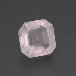 Quarzo rosa naturale rosa da 2,32 ct, taglio smeraldo, trasparente