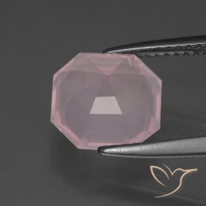 Quarzo rosa Rosa medio naturale da 3.28 ct, Ottagonale / Taglio smeraldo, Trasparente
