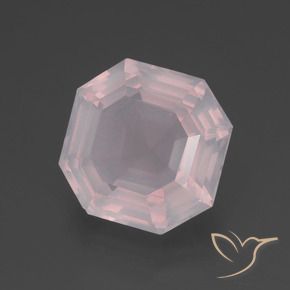 Quarzo rosa Rosa pesca chiara naturale da 3.53 ct, Ottagonale / Taglio smeraldo, Trasparente