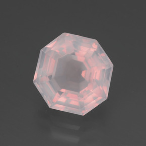 Quarzo rosa naturale rosa da 3,40 ct, taglio smeraldo, trasparente