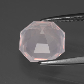 Quarzo rosa naturale rosa da 3,40 ct, taglio smeraldo, trasparente