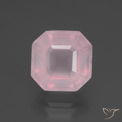 Quarzo rosa naturale rosa da 3,18 ct, taglio smeraldo, trasparente