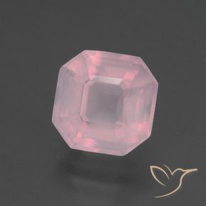 Quarzo rosa naturale rosa da 3,18 ct, taglio smeraldo, trasparente