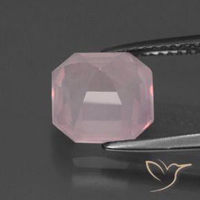 Quarzo rosa naturale rosa da 3,18 ct, taglio smeraldo, trasparente