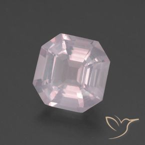 Quarzo rosa naturale rosa da 2,76 ct, taglio smeraldo, trasparente