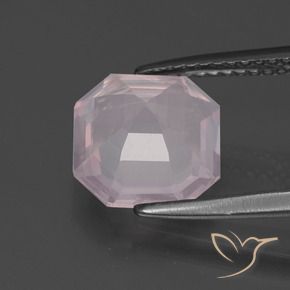 Quarzo rosa naturale rosa da 2,76 ct, taglio smeraldo, trasparente