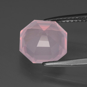 Quarzo rosa Rosa rosa naturale da 3.64 ct, Taglio smeraldo, Trasparente