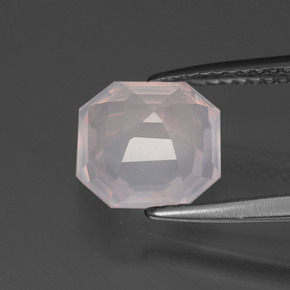 Quarzo rosa naturale rosa da 2,67 ct, taglio smeraldo, trasparente