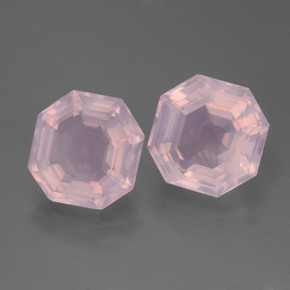 Quarzo rosa naturale rosa da 5,62 ct, taglio smeraldo, trasparente