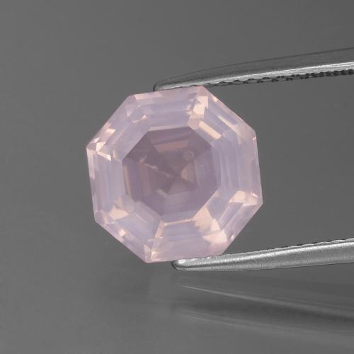 Quarzo rosa Rosa chiaro naturale da 3.60 ct, Taglio smeraldo, Trasparente