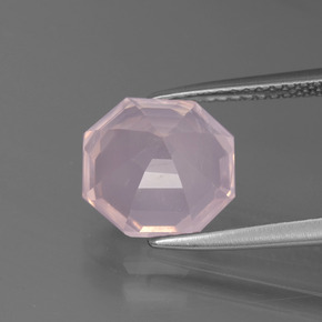 Quarzo rosa Rosa chiaro naturale da 3.60 ct, Taglio smeraldo, Trasparente