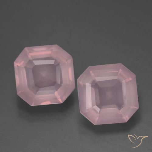 4.32ctw Naturale Rosa chiaro Quarzo rosa, Taglio smeraldo, Trasparente
