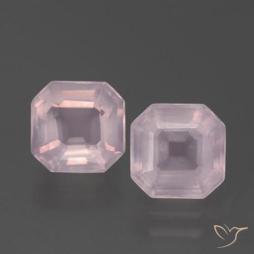 3.60ctw Naturale Rosa chiaro Quarzo rosa, Taglio smeraldo, Trasparente