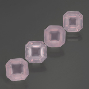 Quarzo rosa naturale rosa da 7,26 ct, taglio smeraldo, trasparente