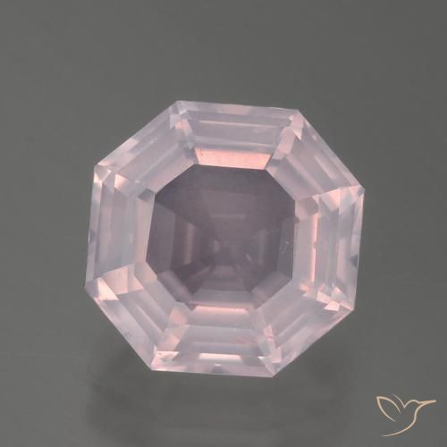 Quarzo rosa naturale rosa da 4,22 ct, taglio smeraldo, trasparente