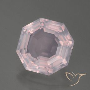 Quarzo rosa naturale rosa da 4,22 ct, taglio smeraldo, trasparente