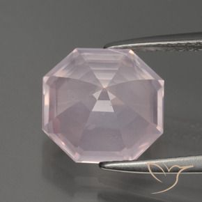 Quarzo rosa naturale rosa da 4,22 ct, taglio smeraldo, trasparente