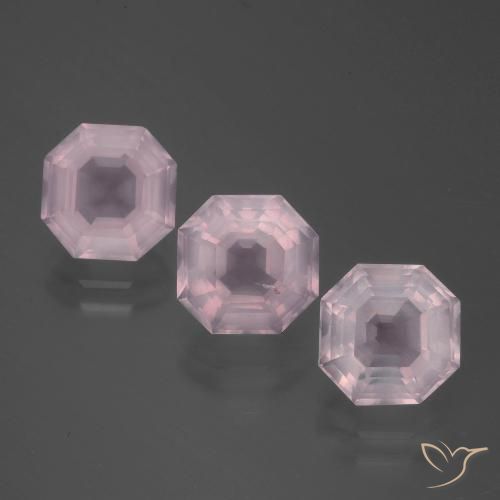 6.27ctw Naturale Rosa chiaro Quarzo rosa, Taglio smeraldo, Trasparente