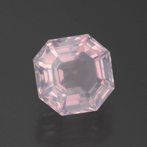 Quarzo rosa naturale rosa da 1,96 ct, taglio smeraldo, trasparente