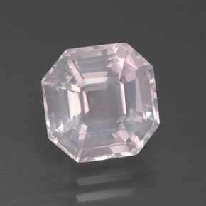 Quarzo rosa Rosa molto chiaro naturale da 3.97 ct, Taglio smeraldo, Trasparente