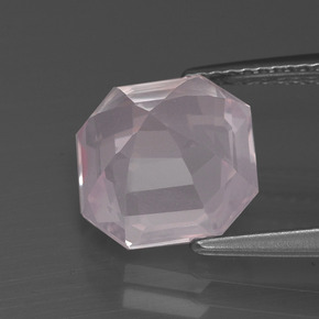 Quarzo rosa Rosa molto chiaro naturale da 3.97 ct, Taglio smeraldo, Trasparente