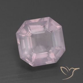 Quarzo rosa Rosa molto chiaro naturale da 3.27 ct, Ottagonale / Taglio smeraldo, Trasparente