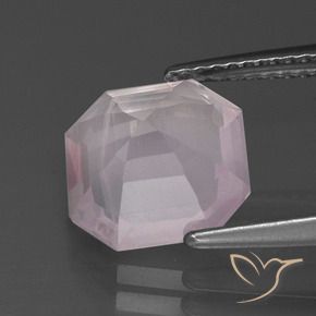 Quarzo rosa Rosa molto chiaro naturale da 3.27 ct, Ottagonale / Taglio smeraldo, Trasparente