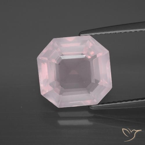 5.36ct Naturale Rosa molto chiaro Quarzo rosa, Taglio smeraldo, Trasparente