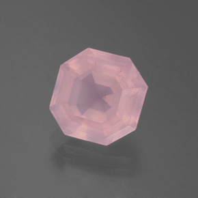 Quarzo rosa naturale rosa medio rosa da 3,98 ct, taglio smeraldo, trasparente