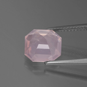 Quarzo rosa naturale rosa da 3,02 ct, taglio smeraldo, trasparente