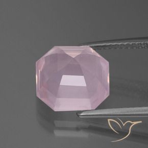 Quarzo rosa Rosa Ciliegia Chiaro naturale da 5.41 ct, Ottagonale / Taglio smeraldo, Trasparente