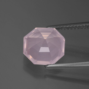 Quarzo rosa Rosa gomma da masticare naturale da 3.68 ct, Taglio smeraldo, Trasparente