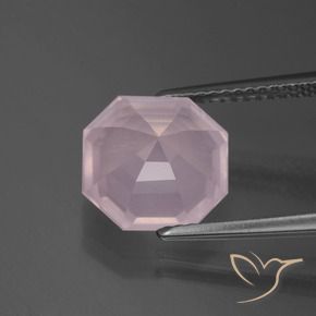 Quarzo rosa Rosa gomma da masticare naturale da 3.75 ct, Ottagonale / Taglio smeraldo, Trasparente