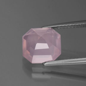 Quarzo rosa Rosa chiaro naturale da 3.08 ct, Taglio smeraldo, Trasparente