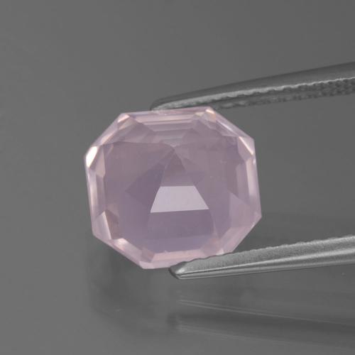 Quarzo rosa Rosa chiaro naturale da 3.38 ct, Taglio smeraldo, Trasparente