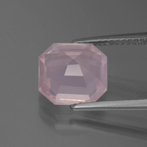 Quarzo rosa Rosa chiaro naturale da 3.99 ct, Taglio smeraldo, Trasparente