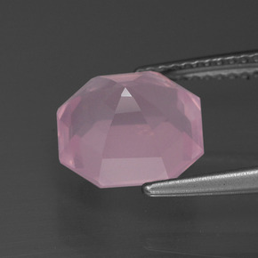 Quarzo rosa Rosa gomma da masticare naturale da 3.53 ct, Taglio smeraldo, Trasparente