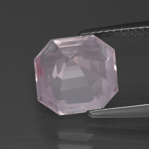 Quarzo rosa Rosa molto chiaro naturale da 3.56 ct, Taglio smeraldo, Trasparente