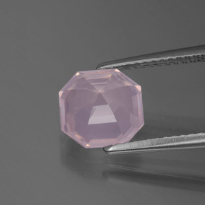 Quarzo rosa naturale rosa da 2,30 ct, taglio smeraldo, trasparente