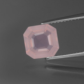Quarzo rosa naturale rosa da 2,20 ct, taglio smeraldo, trasparente