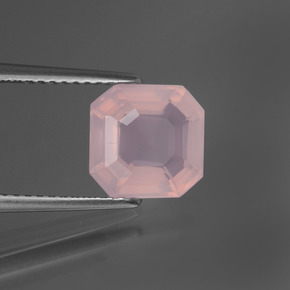 Quarzo rosa naturale rosa da 2,20 ct, taglio smeraldo, trasparente