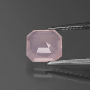 Quarzo rosa naturale rosa da 2,20 ct, taglio smeraldo, trasparente