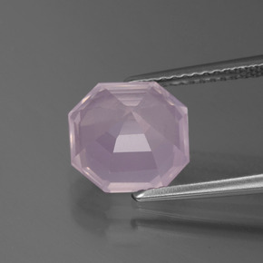 Quarzo rosa Rosa chiaro naturale da 3.35 ct, Taglio smeraldo, Trasparente