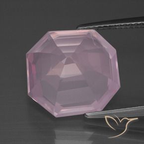 Quarzo rosa Rosa gomma da masticare naturale da 10.19 ct, Ottagonale / Taglio smeraldo, Trasparente