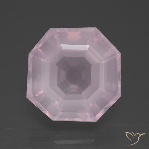 10.56ct Naturale Rosa gomma da masticare Quarzo rosa, Taglio smeraldo, Trasparente